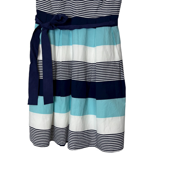 41 Hawthorn Size S Stripe Sleeveless Knee Dress Tie Waist Fit & Flare Lined NWT - Picture 3 of 16